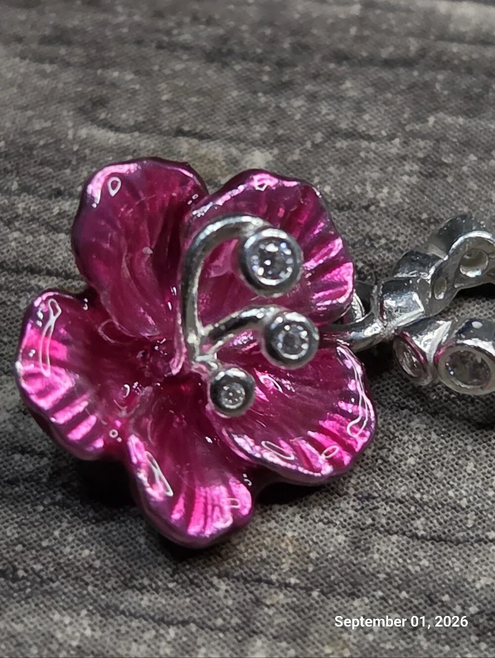 Authentic Pandora Hibiscus Dangle Charm Sterling silver